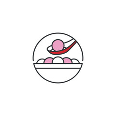 Tangyuan - Yuanxiao, Tuanyuan (Traditional Chinese Dessert with Hot Broth or Syrup) Asian Food Icon