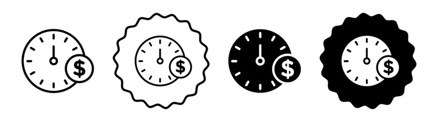Duration set in black and white color. Duration simple flat icon vector