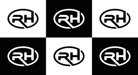 RH logo. RH set , R H design. White RH letter. RH, R H letter logo design. Initial letter RH letter logo set, linked circle uppercase monogram logo. R H letter logo vector design.	
