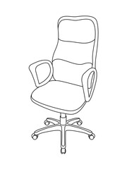 Stylish modern office chair, assorted set of black leather office chairs, Vector minimal office chairs angle view isolated on white background.