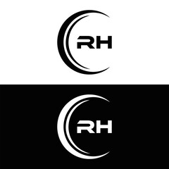 RH logo. RH set , R H design. White RH letter. RH, R H letter logo design. Initial letter RH letter logo set, linked circle uppercase monogram logo. R H letter logo vector design.	
