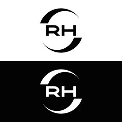 RH logo. RH set , R H design. White RH letter. RH, R H letter logo design. Initial letter RH letter logo set, linked circle uppercase monogram logo. R H letter logo vector design.	
