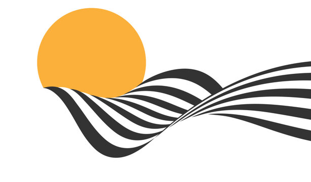 Abstract wave background, black and white wavy stripes or lines design. Optical art.