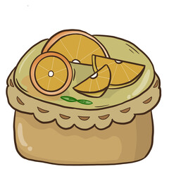 Orange Cake - Sweet Illustration for Birthday Celebration, Delicious Dessert, and Holiday