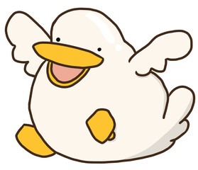 Adorable cartoon illustration featuring a funny duck character in a playful art style