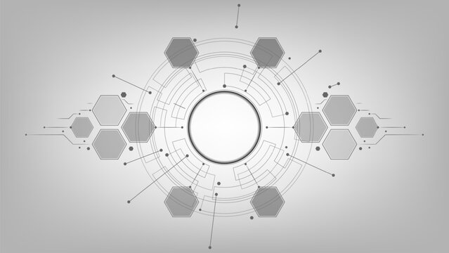 gray background technology hexagon line template.	
