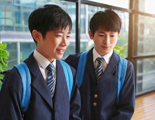 笑顔の男子中学生のクローズアップ