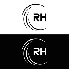 RH logo. RH set , R H design. White RH letter. RH, R H letter logo design. Initial letter RH letter logo set, linked circle uppercase monogram logo. R H letter logo vector design.	
