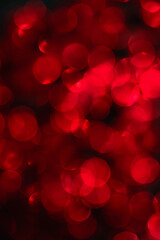 red festive background with bokeh, closeup