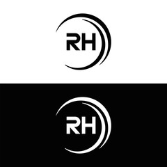 RH logo. RH set , R H design. White RH letter. RH, R H letter logo design. Initial letter RH letter logo set, linked circle uppercase monogram logo. R H letter logo vector design.	
