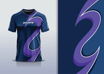 Sport jersey design template mockup curve line wave for football soccer, racing, running, e sports, in purple color  © Nimpuna O