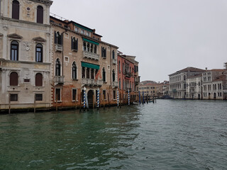 Grand Canal and old buildings in Venice 
