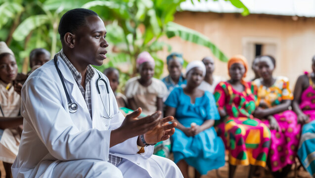 Doctors in Sub-Saharan Africa addressing the increased prevalence of waterborne diseases due to changing climate conditions