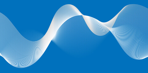Abstract blue blend digital wave lines and technology background. Minimal carve wavy white and blue flowing wave lines and glowing moving lines. Futuristic technology and sound wave lines background.