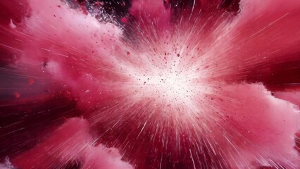 Abstract colorful particle explosion, cherry red & bubblegum pink colors