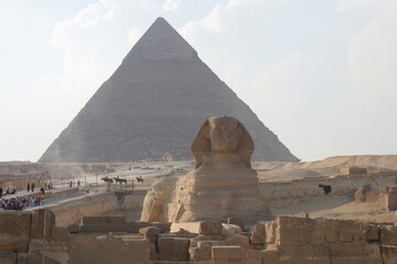 The Great Sphinx of Giza,  located in the pyramid complex near Cairo, Egypt. One of Seven Wonders...