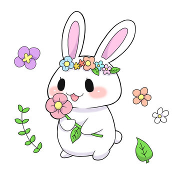 お花とうさぎ