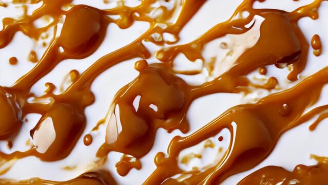 Caramel sauce smear on plain white background