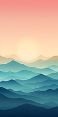 beautifull mountain view landscape with pink skys background for cellphones, mobile phone, banner for instagram stories.