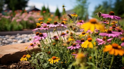 Obraz premium Backyard Garden with Pollinator-Friendly Plantings