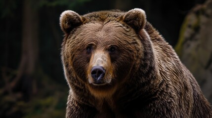 A portrait captures the majestic presence of a large Carpathian brown bear, exemplifying the beauty and strength of this wild animal species.