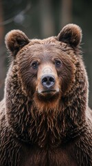 Fototapeta premium A portrait captures the majestic presence of a large Carpathian brown bear, exemplifying the beauty and strength of this wild animal species.