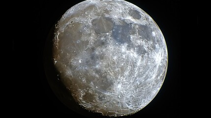 a close up of a full moon in the dark night sky with a few drops of water on the moon's surface.