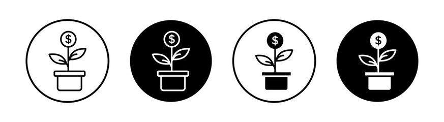 Fund growth flat line icon set. Fund growth Thin line illustration vector