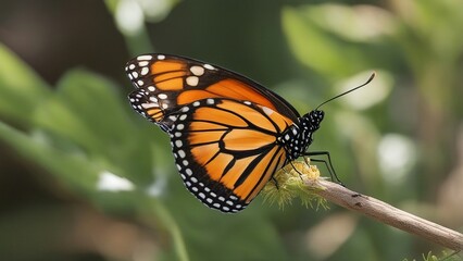 butterfly on a flower  a beautiful orange viceroy or monarch butterfly sitting    a simple wonder of nature