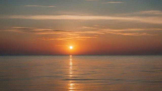 sunset in the sea sunset over water sea the sky is orange 