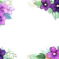 Watercolor flowers frame illustration for greeting card. Generative AI