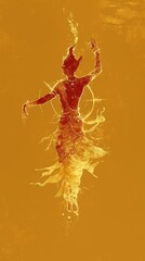 Obraz premium Golden tone Thai culture manora dancer minimalist background image for cellphone, mobile phone, ios, android.