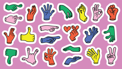 Collection of gesture signs from human hands. A set of fingers showing emotions and directions. gesture finger in flat design. communication expressions with hand sign in trendy style. vector icon