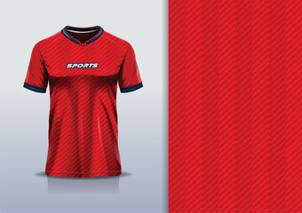 Jersey design abstract stripe pattern for sport football, soccer, racing, esports, running, in red color  © Nimpuna O