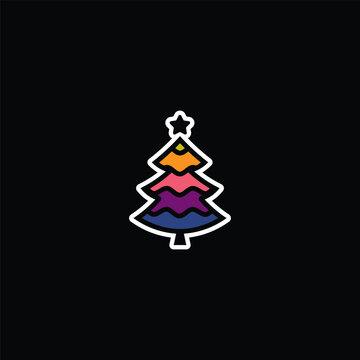 Original vector illustration. An icon of a Christmas tree with decorations and a star.