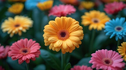 a close up of a bunch of flowers with one flower in the middle of the picture and one flower in the middle of the picture.