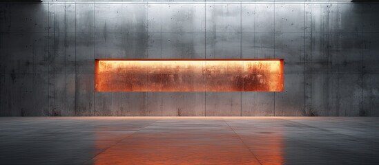 Abstract architectural background with a gray concrete interior and rusted metal sheets. illustration and rendering.