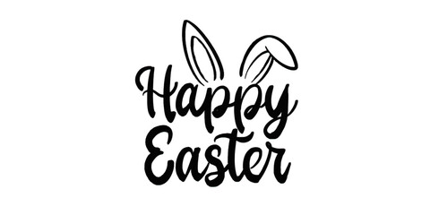vector happy easter text with bunny ears