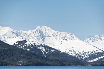 Fototapeta na wymiar Snow covered Mountains around College Fjord, Alaska, USA