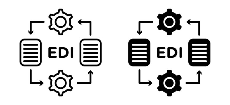 EDI outline icon collection or set. EDI Thin vector line art