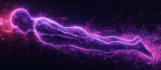 Black background with purple neon lines, futuristic style, with soft sunlight render - obrazy, fototapety, plakaty