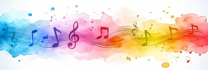Melody of music  abstract bright background with music notes and signs   musical banner