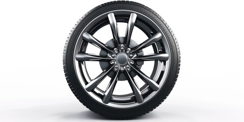 Car wheels. Sports car alloy wheels isolated on light background.