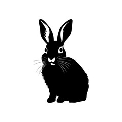 Fototapeta na wymiar The highlighted illustration features the black silhouette of a rabbit on a white background.