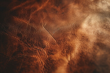 Close-up of dark brown leather, highlighting its texture and detail, background