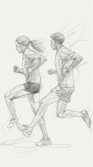 Lineart-style illustration of two figures running.