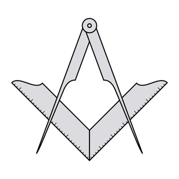 Square and Compasses, the single most identifiable symbol of Freemasonry. A square and a set of compasses, both tools of an architect, used in Masonic ritual as emblems to teach symbolic lessons.