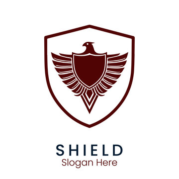 Shield protect defense logo. linear style. security guardian modern heraldic logo