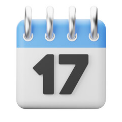 Seventeenth Date 3D Icon Calendar
