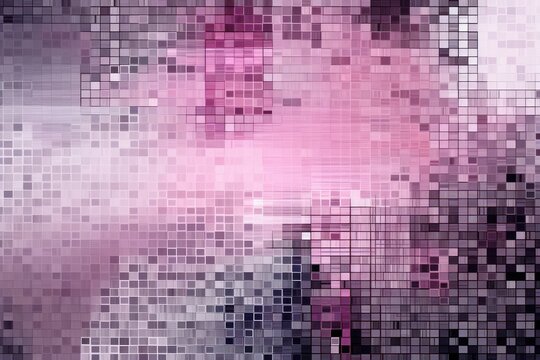 Gray pixel pattern artwork, intuitive abstraction, light magenta and dark gray, grid